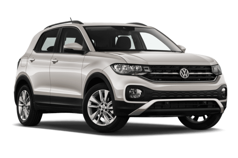 VW T-Cross SUV, grey color, front view