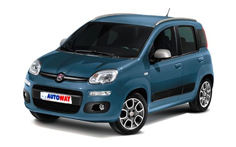 Fiat Panda, blue, Autoway Logo on the plate, front and side view