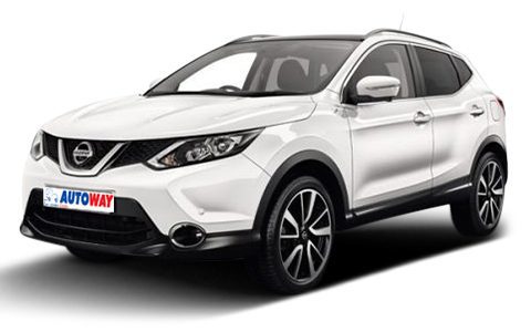 Quashqai nissan, Autoway Logo on the plate, white, front and side view