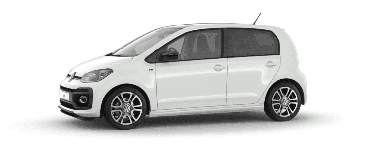 VW Up white color side view